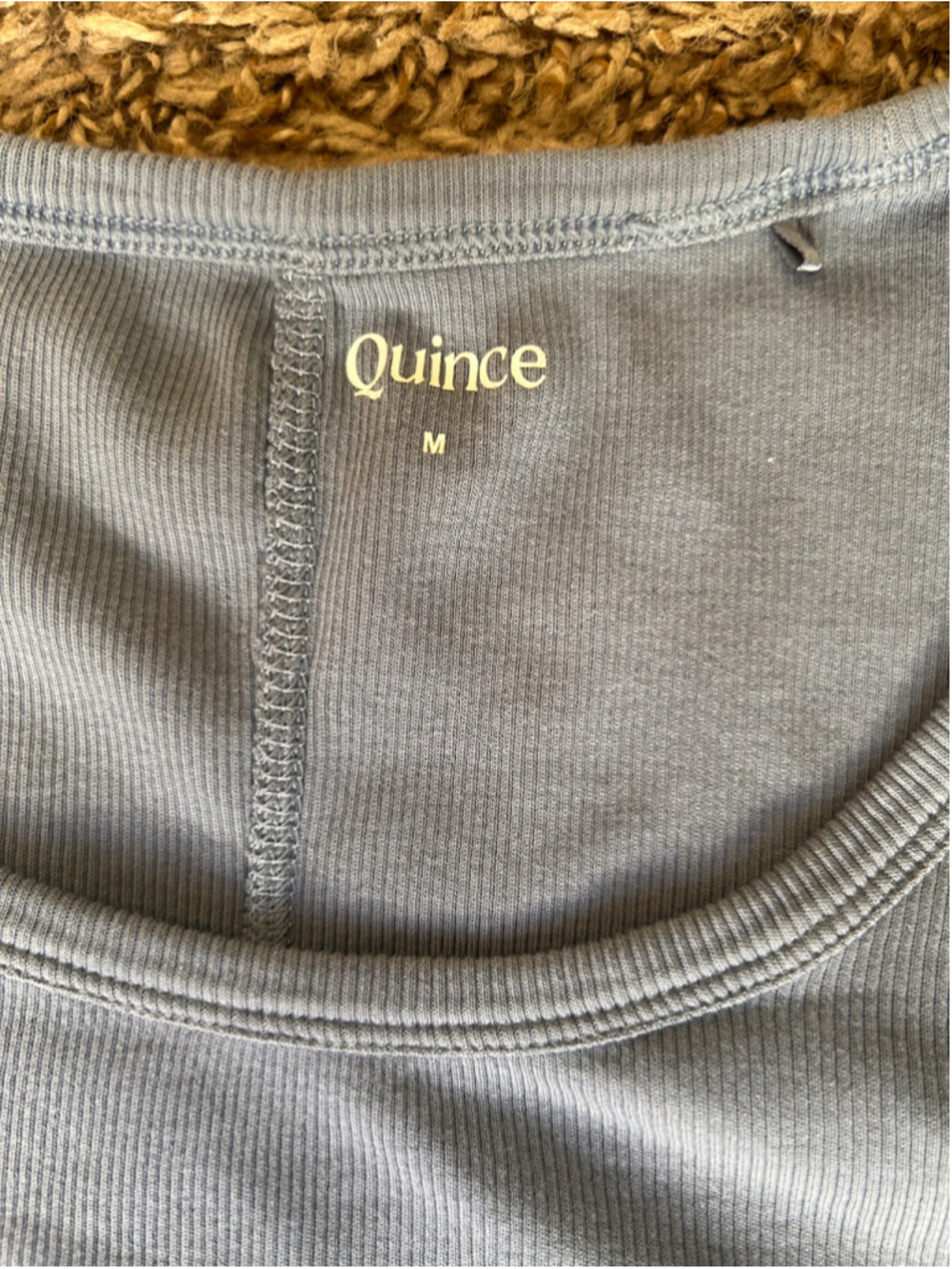 Quince Organic Cotton Micro Rib Elbow Sleeve Tee Moonstone Blue Women’s Medium - Picture 4 of 6